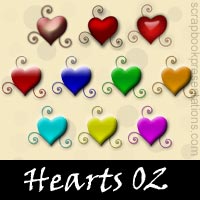 Free Hearts Embellishments, Scrapbook Downloads, Printables, Kit