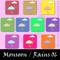 Free Monsoon / Rains Embellishments, Scrapbook Downloads, Printables, Kit