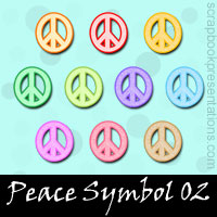 Free Peace Symbol Embellishments, Scrapbooking Printables Download